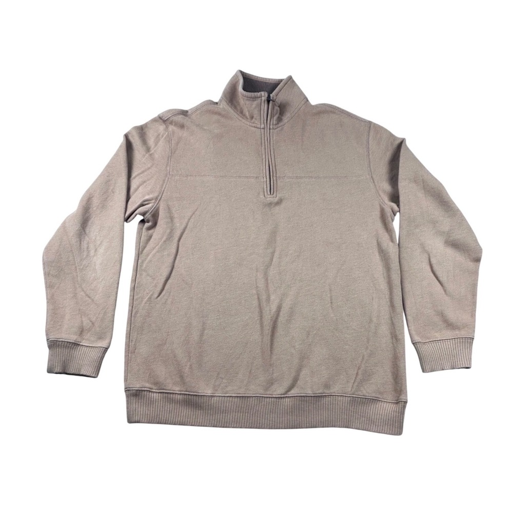 Arrow USA 1851 Men Quarter Zip Pullover Sweatshirt Tan Brown Size M Fleece Lined